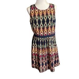 Under Skies Women’s Knee Length Tank Dress Sleeveless Abstract Print Size Large